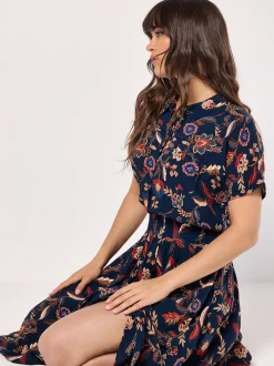 Apricot Damen Midikleid in marine - Länge: midi