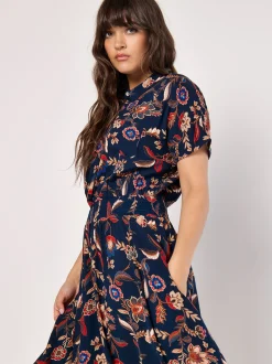 Apricot Damen Midikleid in marine - Länge: midi