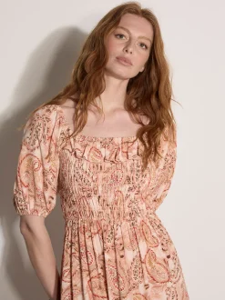 Apricot Damen Midikleid in orange - Ausschnitt: Carmen
