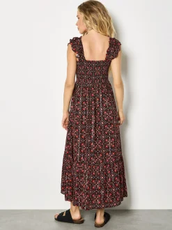 Apricot Damen Midikleid in schwarz - Ausschnitt: Karree