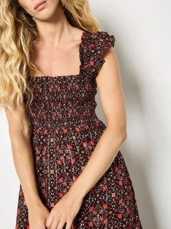 Apricot Damen Midikleid in schwarz - Ausschnitt: Karree