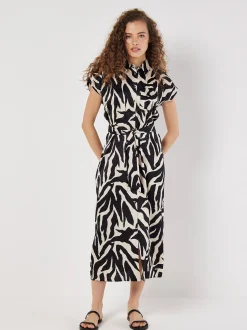 Apricot Damen Midikleid in schwarz beige - Länge: midi