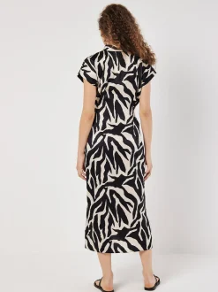 Apricot Damen Midikleid in schwarz beige - Länge: midi