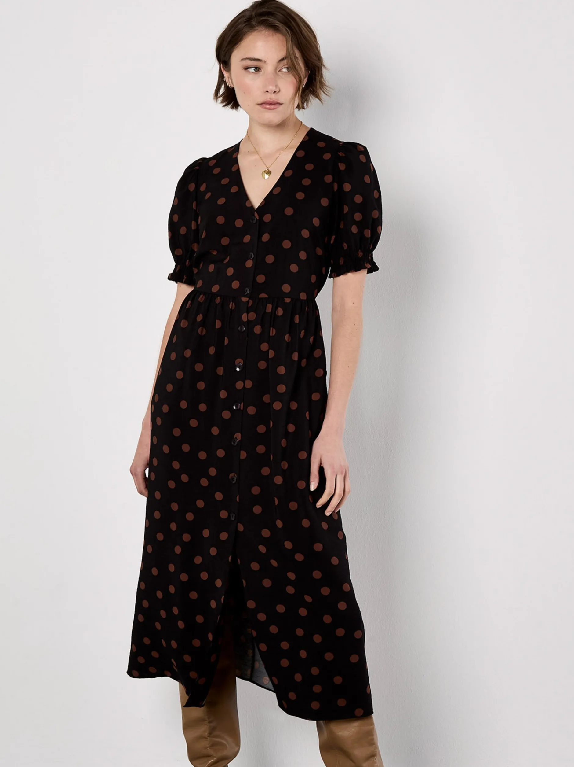 Apricot Damen Midikleid in schwarz - Länge: midi