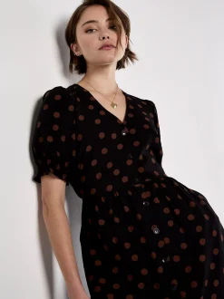 Apricot Damen Midikleid in schwarz - Länge: midi