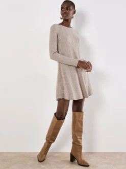 Apricot Damen Minikleid in beige - Ausschnitt: Rundhals