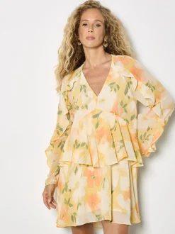 Apricot Damen Minikleid in gelb - Länge: knielang