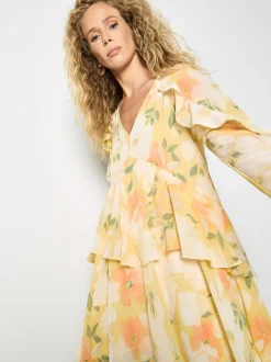 Apricot Damen Minikleid in gelb - Länge: knielang