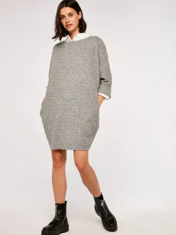 Apricot Damen Minikleid in grau - Ausschnitt: Rundhals