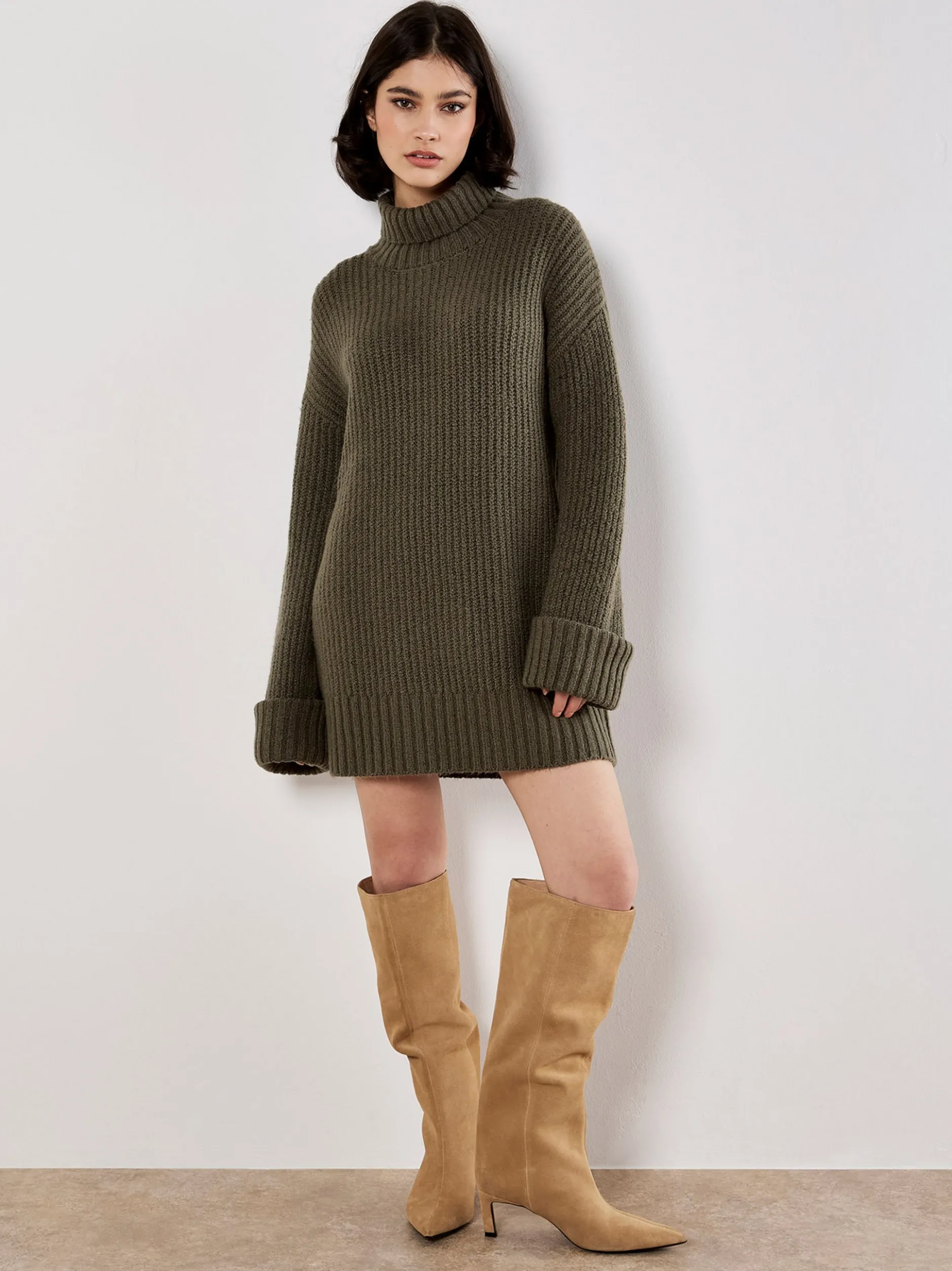 Apricot Damen Minikleid in grün khaki - Länge: kurz