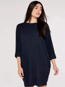 Apricot Damen Minikleid in marine blau - Länge: knielang