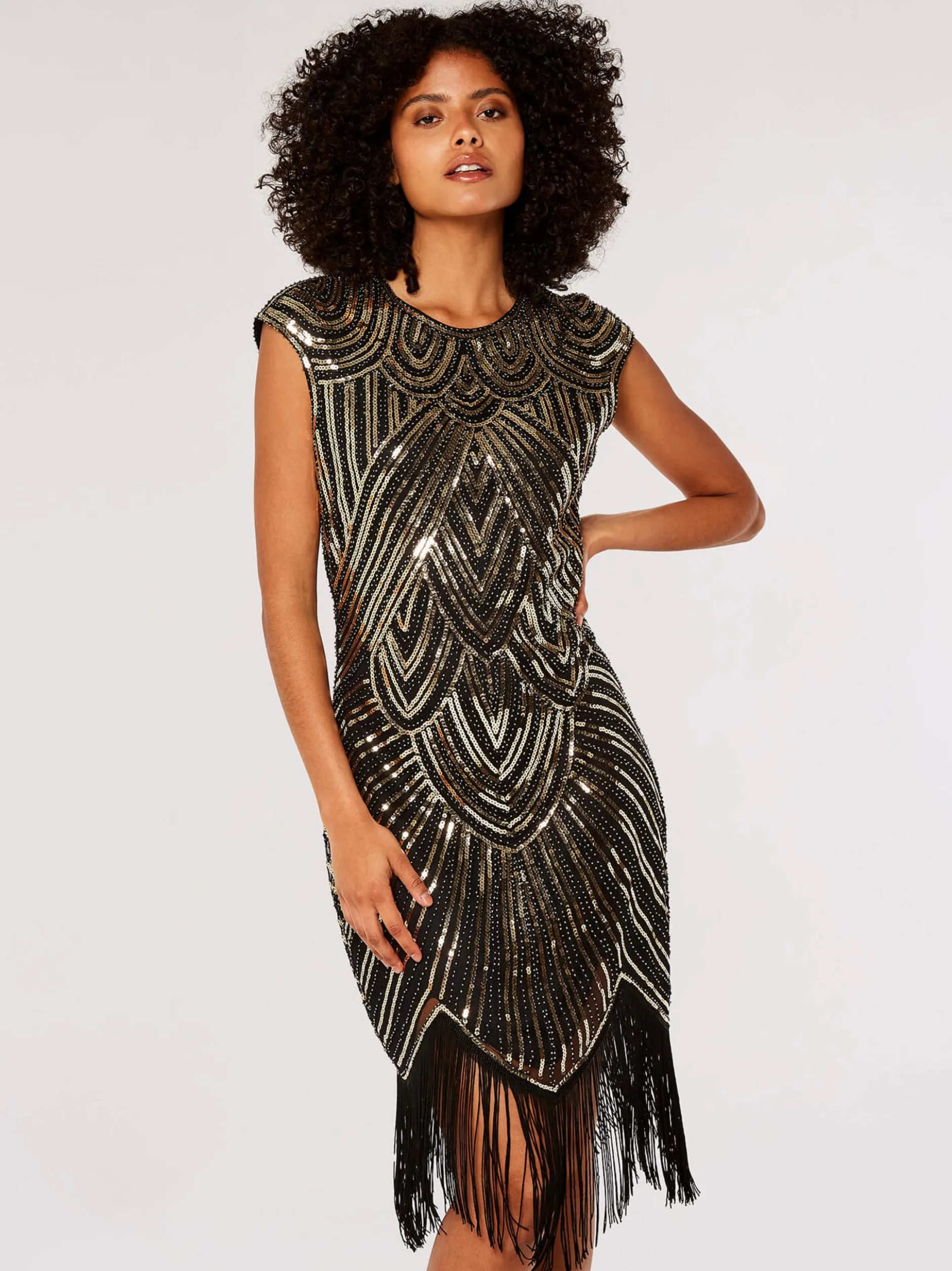 Apricot Damen Minikleid in schwarz - Länge: knielang