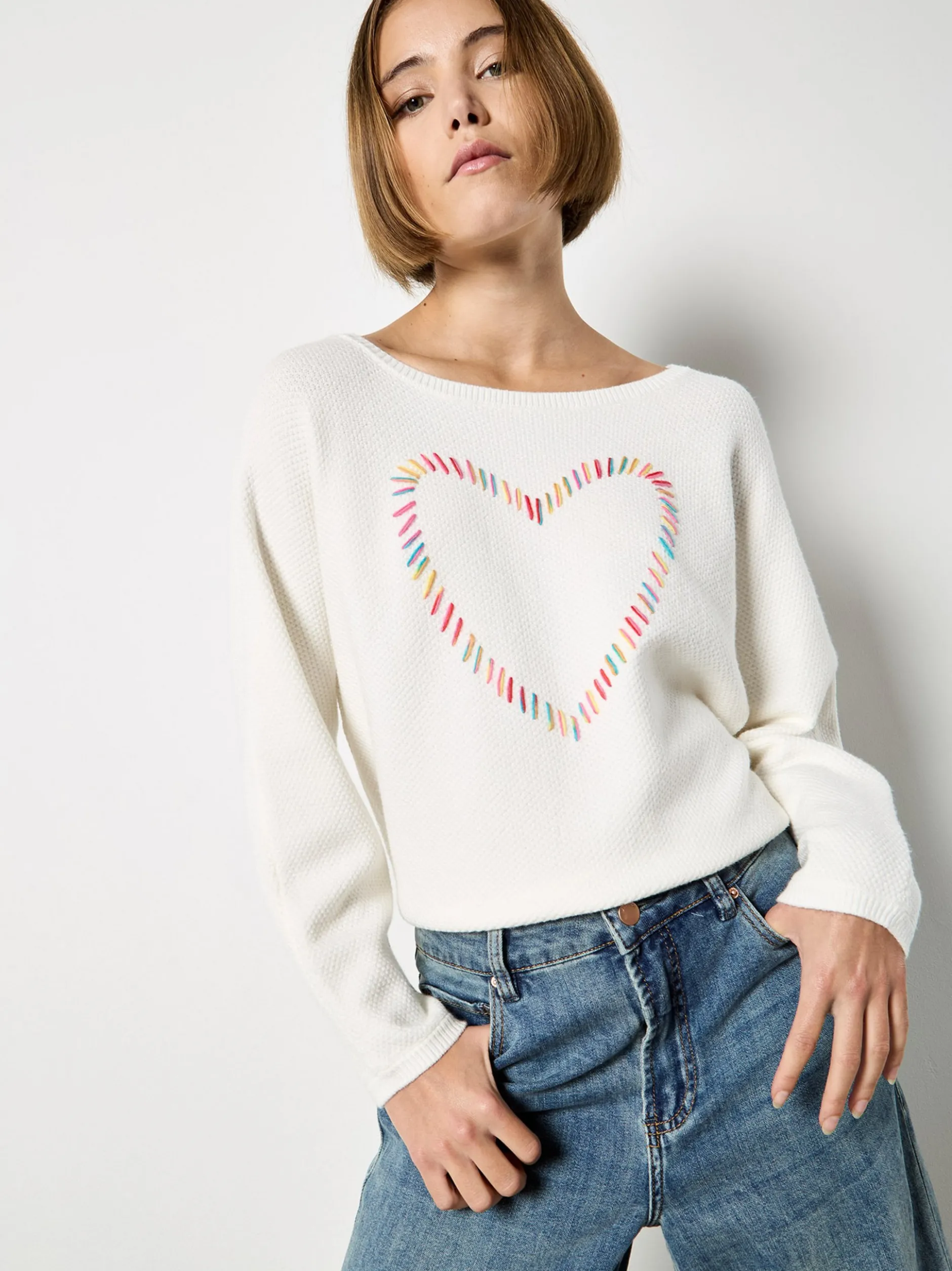 Apricot Damen Pullover in beige ecru - Ärmel: langarm