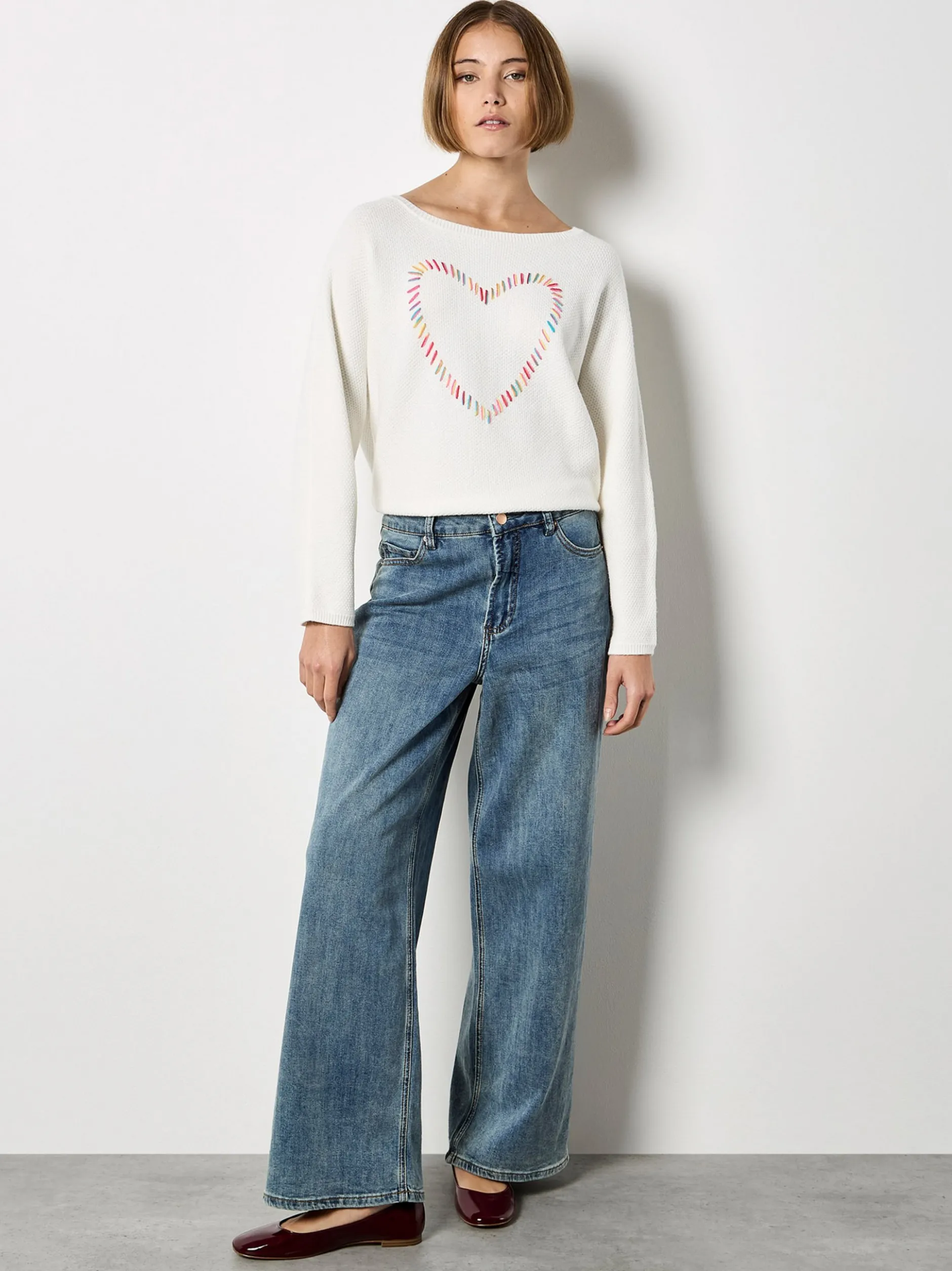 Apricot Damen Pullover in beige ecru - Ärmel: langarm