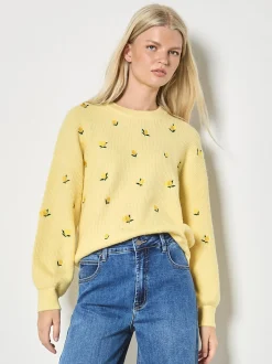 Apricot Damen Pullover in gelb - Ausschnitt: Rundhals