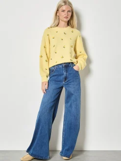 Apricot Damen Pullover in gelb - Ausschnitt: Rundhals