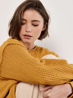 Apricot Damen Pullover in gelb - Ärmel: langarm
