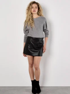 Apricot Damen Pullover in grau - Ausschnitt: U-Boot
