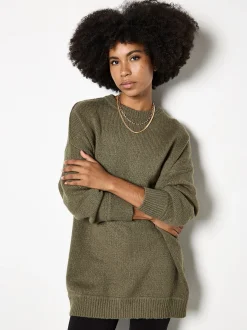 Apricot Damen Pullover in khaki - Ausschnitt: Rundhals