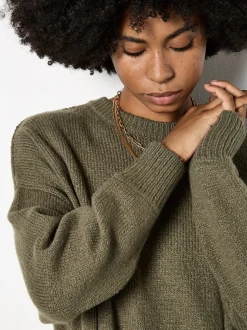 Apricot Damen Pullover in khaki - Ausschnitt: Rundhals