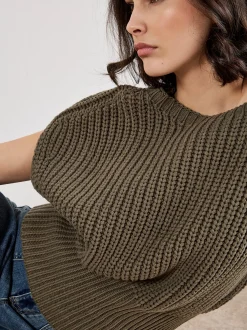 Apricot Damen Pullover in khaki - Ausschnitt: Rundhals