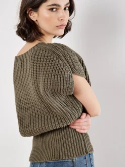 Apricot Damen Pullover in khaki - Ausschnitt: Rundhals