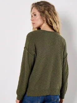 Apricot Damen Pullover in khaki - Ärmel: langarm