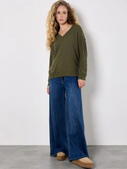 Apricot Damen Pullover in khaki - Ärmel: langarm