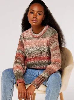 Apricot Damen Pullover in koralle - Ausschnitt: Rundhals