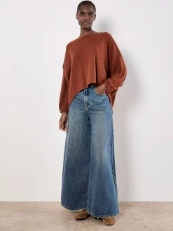 Apricot Damen Pullover in terra - Ausschnitt: Rundhals