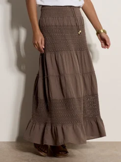 Apricot Damen Rock in beige - Länge: lang