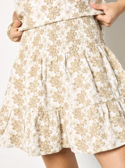 Apricot Damen Rock in beige weiß - Länge: kurz