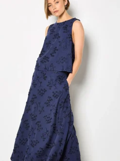 Apricot Damen Rock in marine blau - Länge: lang