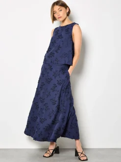 Apricot Damen Rock in marine blau - Länge: lang