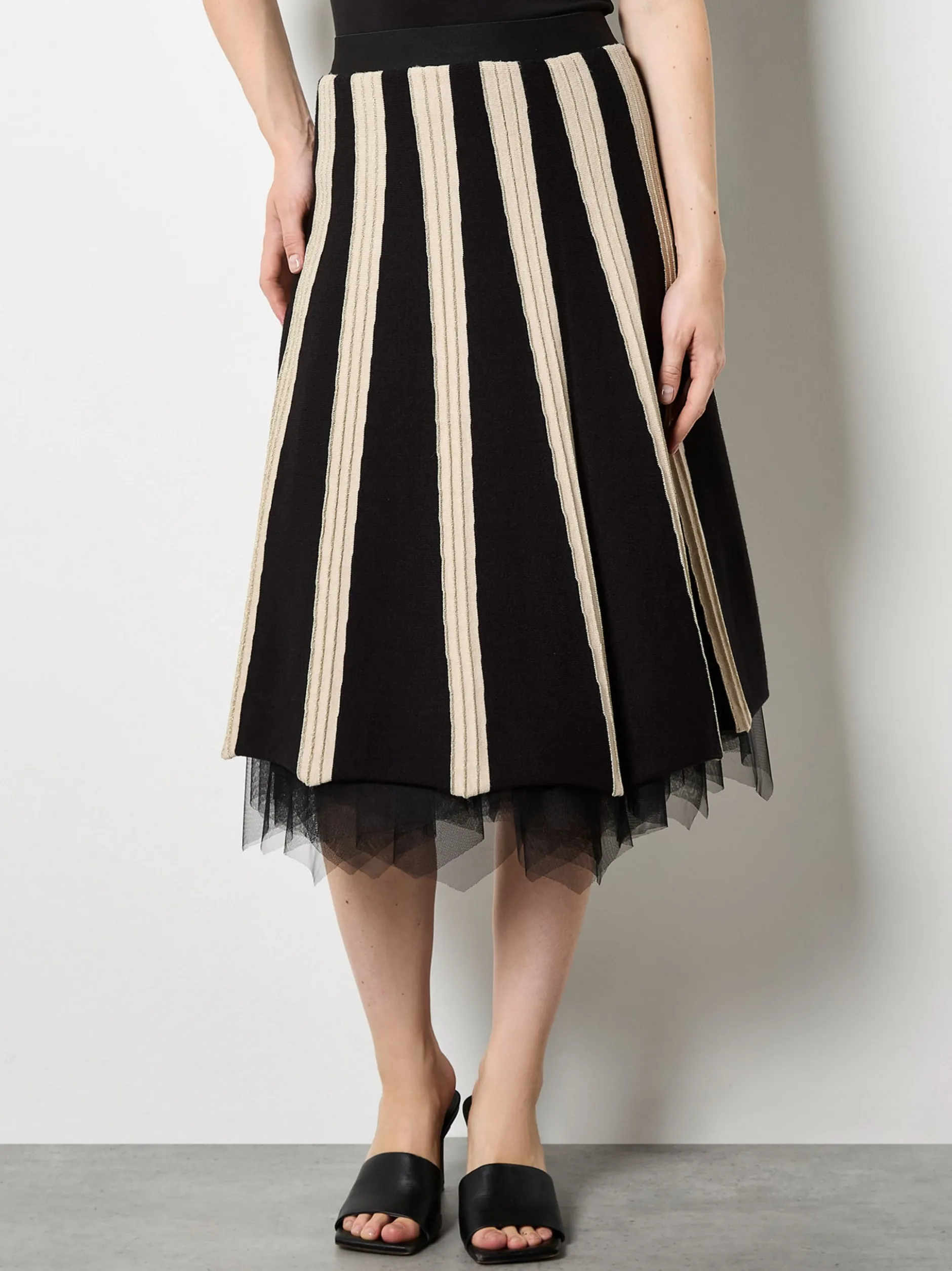 Apricot Damen Rock in schwarz - Länge: midi