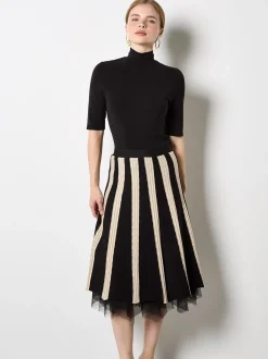 Apricot Damen Rock in schwarz - Länge: midi