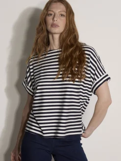 Apricot Damen Shirt in blau weiß - Ausschnitt: U-Boot