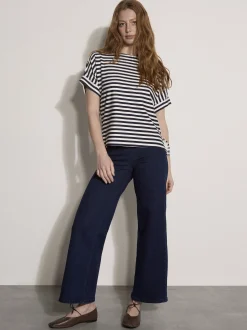 Apricot Damen Shirt in blau weiß - Ausschnitt: U-Boot