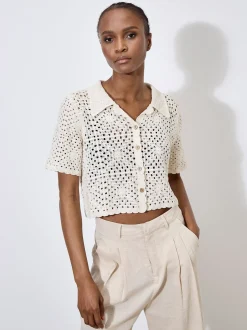 Apricot Damen Strickjacke in beige - Ärmel: 3/4 Arm