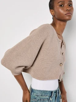 Apricot Damen Strickjacke in braun - Ärmel: langarm