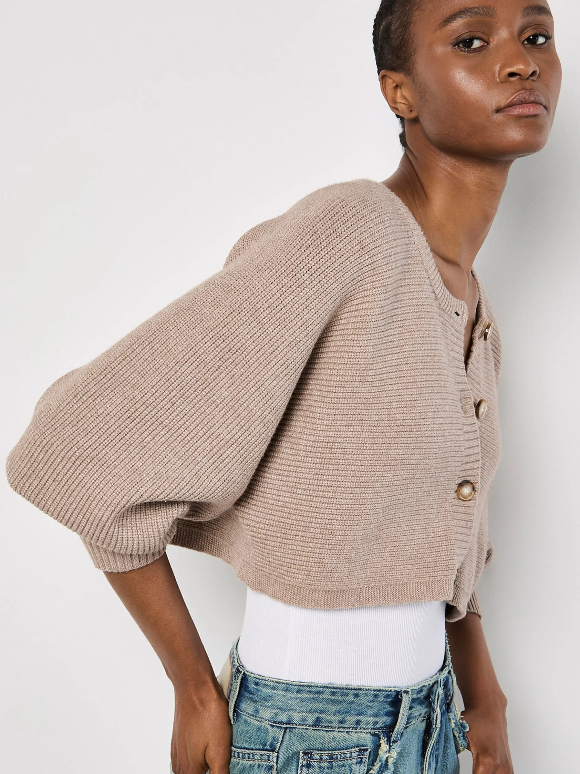 Apricot Damen Strickjacke in braun - Ärmel: langarm