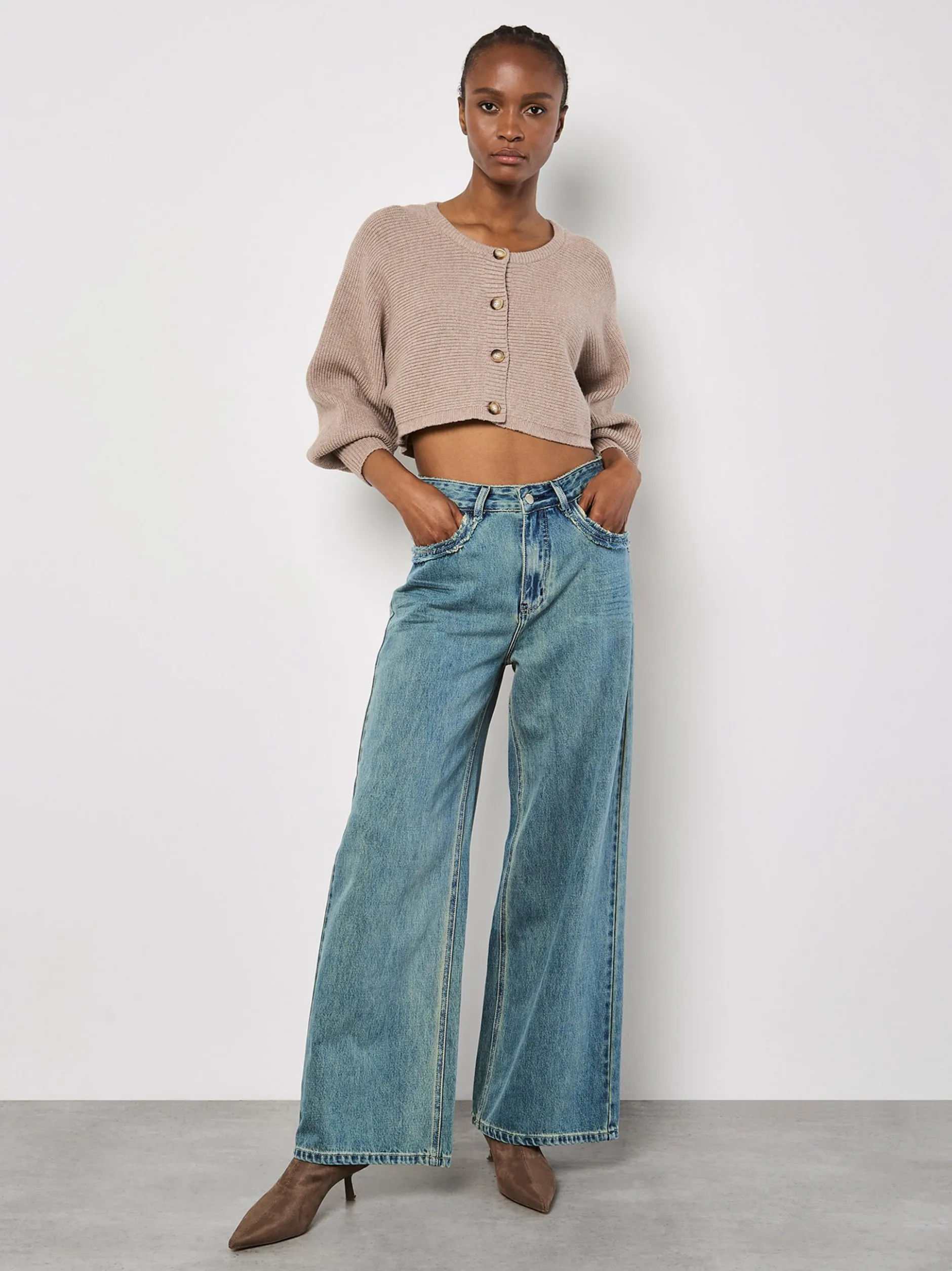 Apricot Damen Strickjacke in braun - Ärmel: langarm