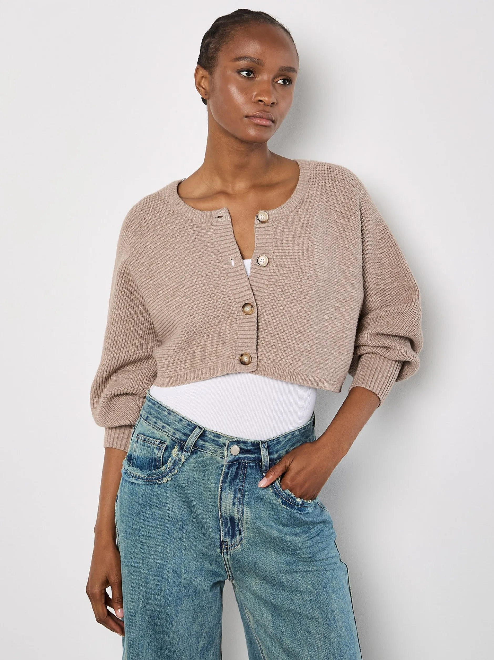 Apricot Damen Strickjacke in braun - Ärmel: langarm
