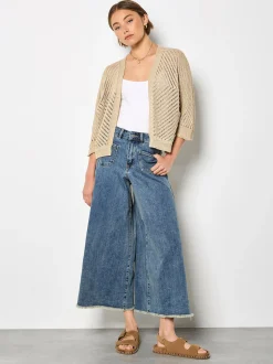 Apricot Damen Strickjacke in gold - Ärmel: langarm
