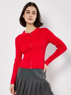 Apricot Damen Strickjacke in rot - Ärmel: langarm