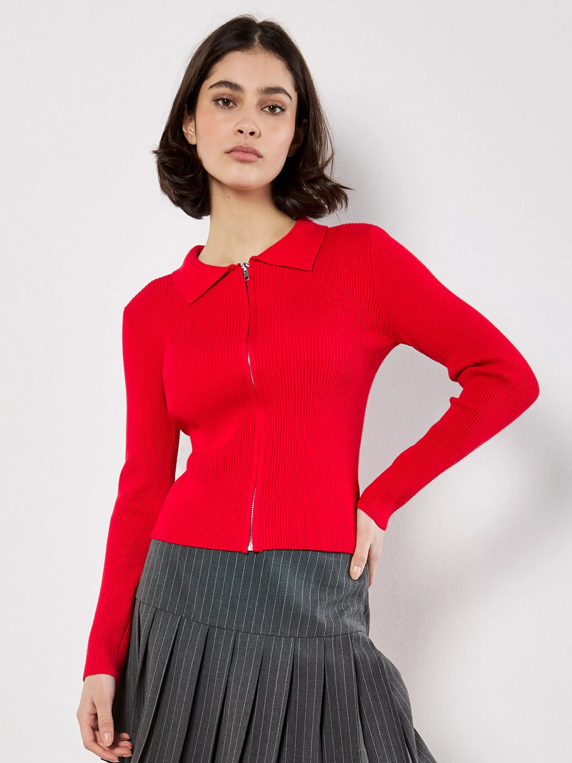Apricot Damen Strickjacke in rot - Ärmel: langarm