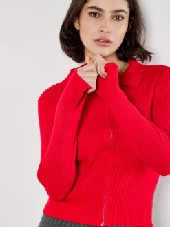 Apricot Damen Strickjacke in rot - Ärmel: langarm