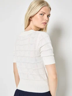 Apricot Damen Strickjacke in weiß - Ärmel: kurzarm