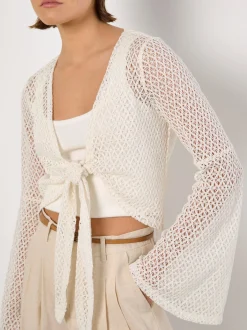 Apricot Damen Strickjacke in weiß - Ärmel: langarm