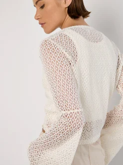 Apricot Damen Strickjacke in weiß - Ärmel: langarm